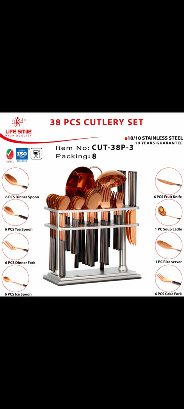سرویس قاشق و چنگال ۶نفره ۳۸تکه لایف اسمایلCUT-38P
