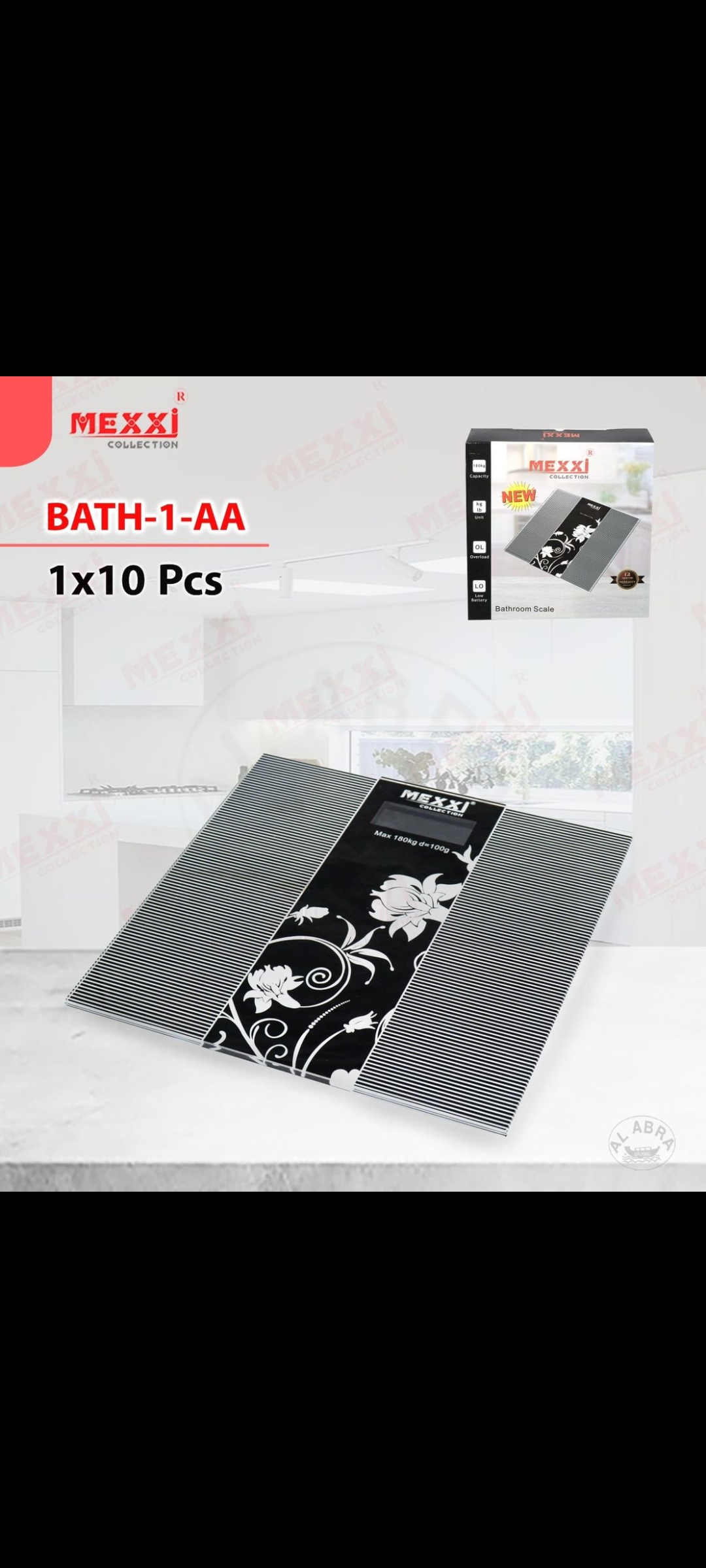 ترازو وزن کشی شیشه ای 180کیلو برند مکسی BATH-1-AA