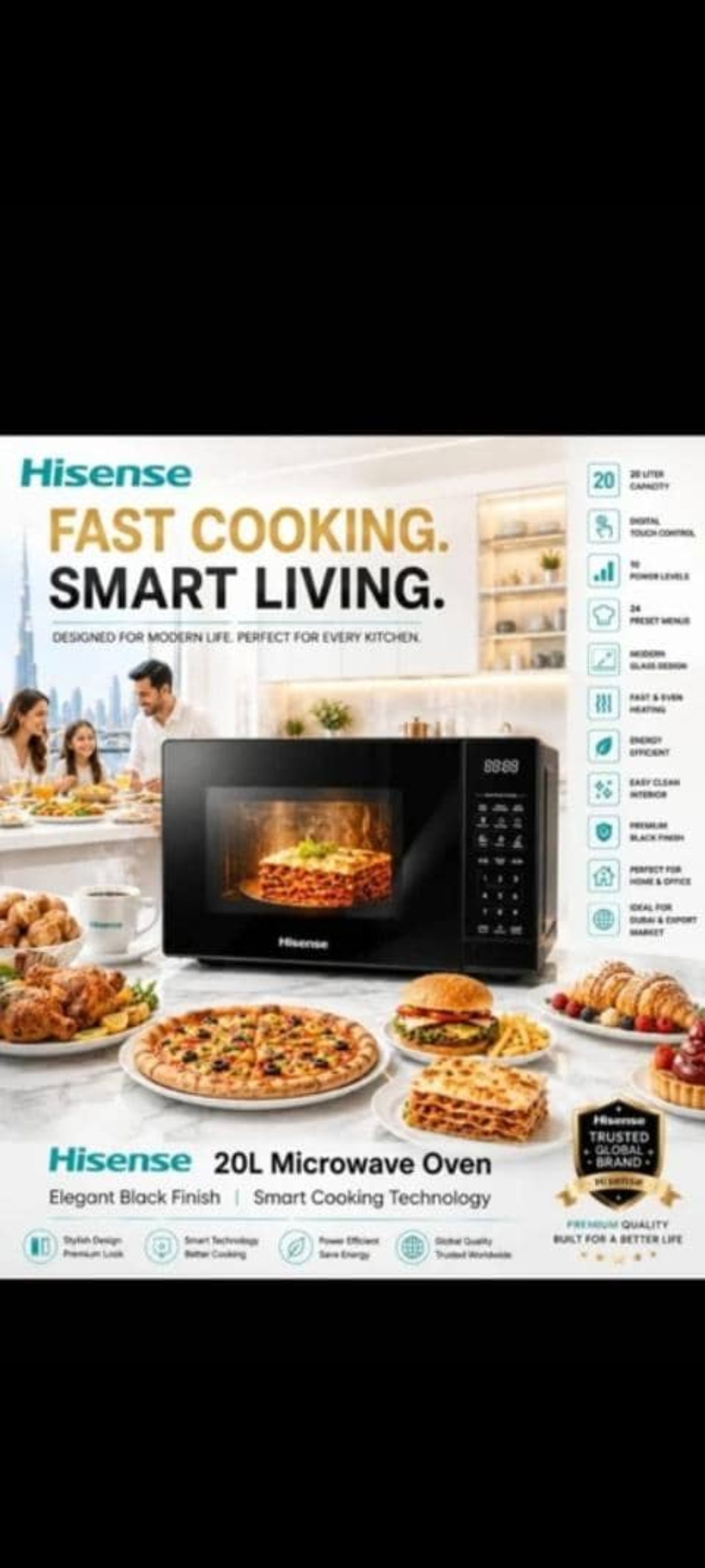 ماکروویو هایسنسH20mows15 مشکی.